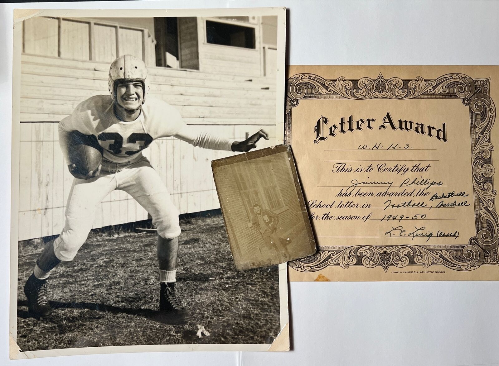 1949-50 WILMER HUTCHINS High School Football Letter Award Photos DALLAS TEXAS