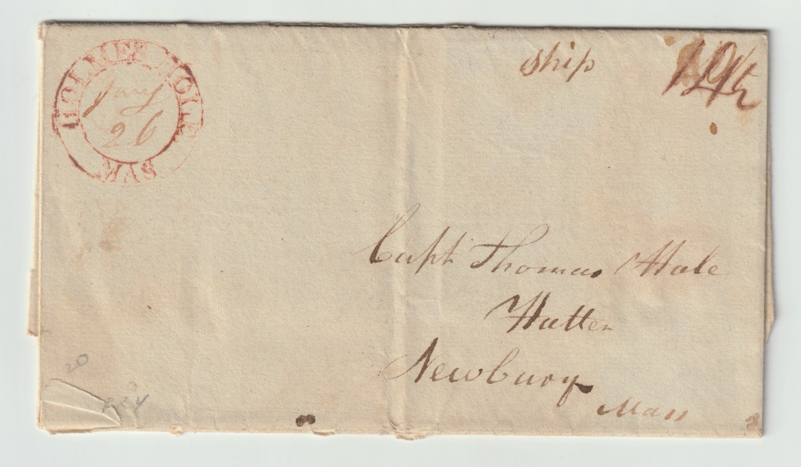 1824 SANTO DOMINGO Trade Letter to Capt Thomas Hale Newbury MA - HOLMES HOLE, MA 1824 SANTO DOMINGO Trade Letter to Capt Thomas Hale Newbury MA - HOLMES HOLE, MA