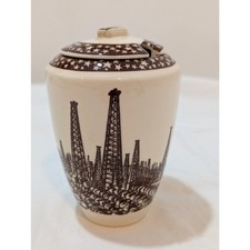 Vintage Vernon Kilns Rockwell Kent Our America Texas Oil Derrick Jam Jar picture