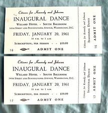 20 January 1961 Kennedy & Johnson Inaugural Dance Intact Tickets Willard Hotel picture