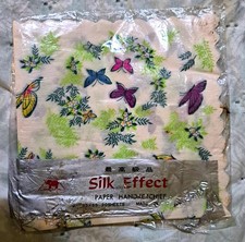 Silk Effect Paper Handkerchiefs Butterfly Floral Design 20 Sheets picture