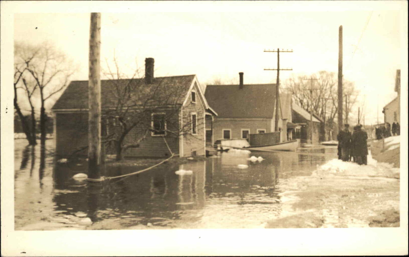Brunswick Topsham ME Maine Flood (Written on Back) Real Photo Postcard