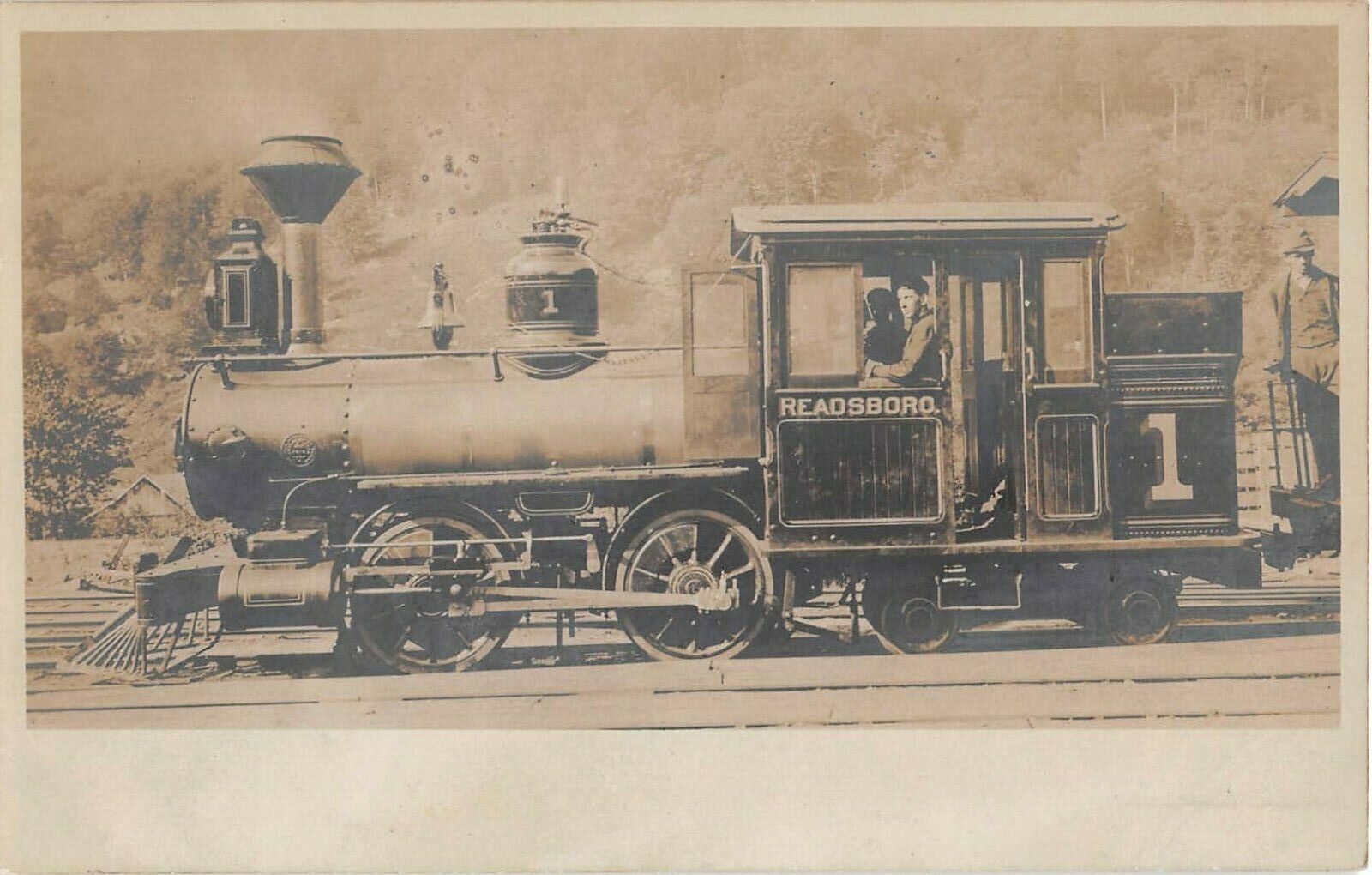 c.1910 RPPC RR Locomotive Engine Readsboro VT