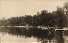 DOCK & BOATS real photo postcard rppc PLEASANT LAKE WI c1910 by coloma~richford picture