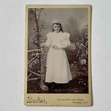 Antique Cabinet Card Photograph Adorable Girl Confirmation Bible Rochester NY picture