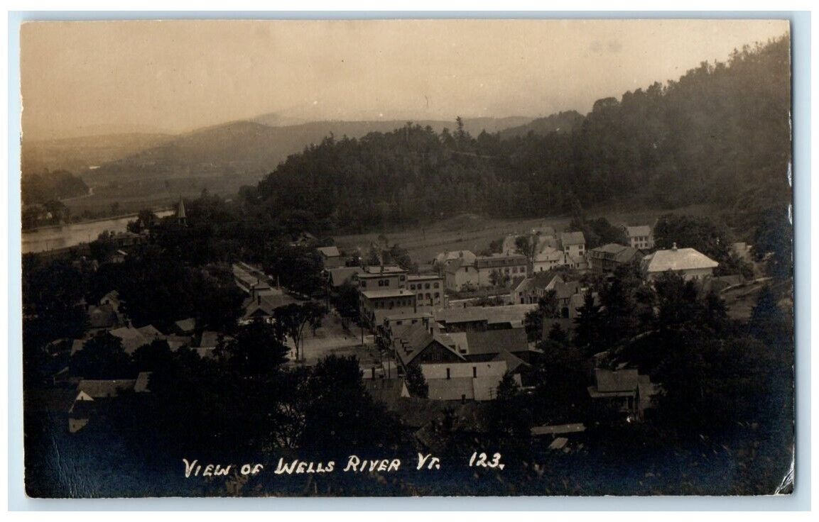 1920 Birds Eye View Newbury Hale Tavern Wells River VT RPPC Photo Postcard