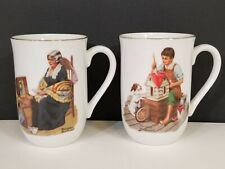 Set of 2 Norman Rockwell Museum Coffee Cups 1982 Memories Dollhouse for Sis picture