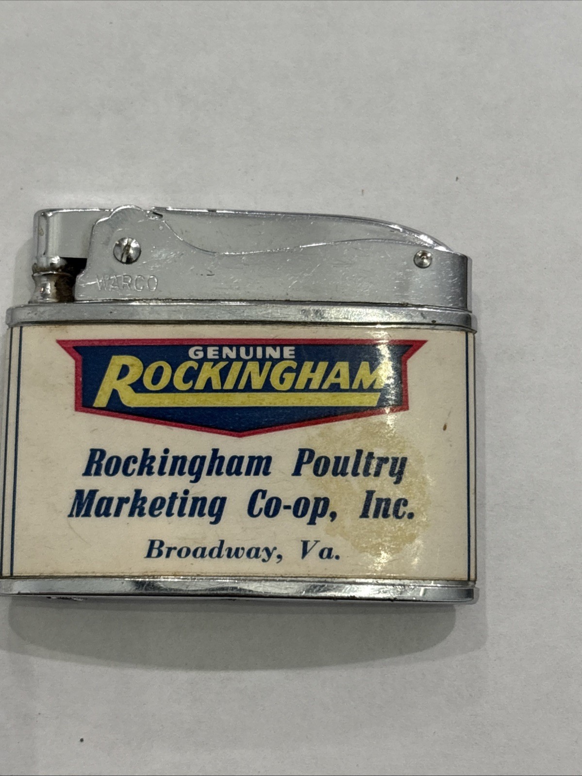 VINTAGE ADVERTISING CIGARETTE LIGHTER Rockingham Poultry Rooster Col.Broadway Va VINTAGE ADVERTISING CIGARETTE LIGHTER Rockingham Poultry Rooster Col.Broadway Va