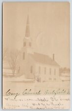 Waitsfield Vermont~Congregational Church~Side View in Snow~Dinner Here~1908 RPPC picture