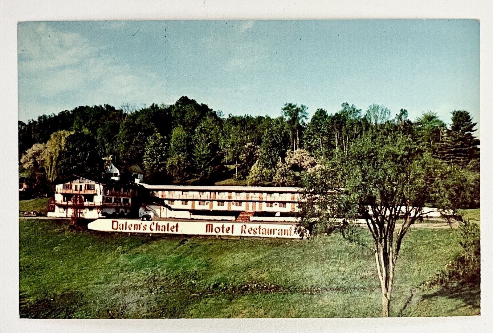 1969 Brattleboro Vermont Dalem's Chalet Motel Restaurant Lounge Vintage Postcard