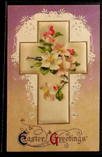2 antique SILK Easter post cards SILK CROSS Easter post cards picture