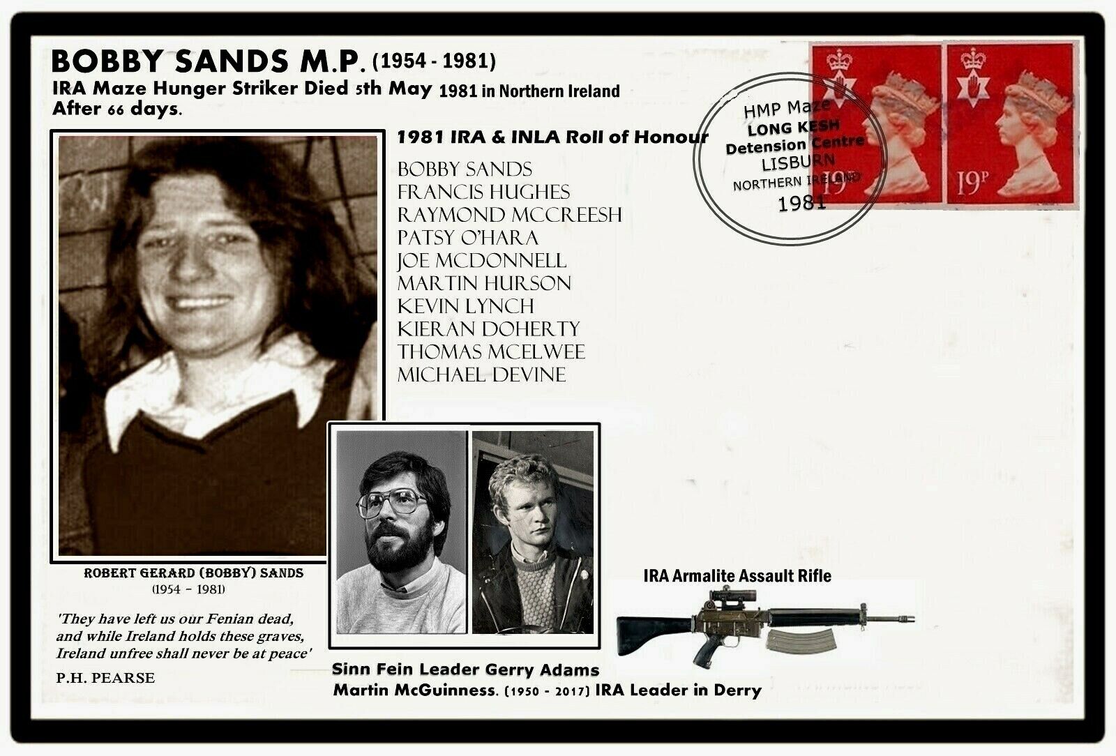 N.Ireland 1981 Bobby Sands IRA Hunger Striker Commemorative Card & Penny Coin