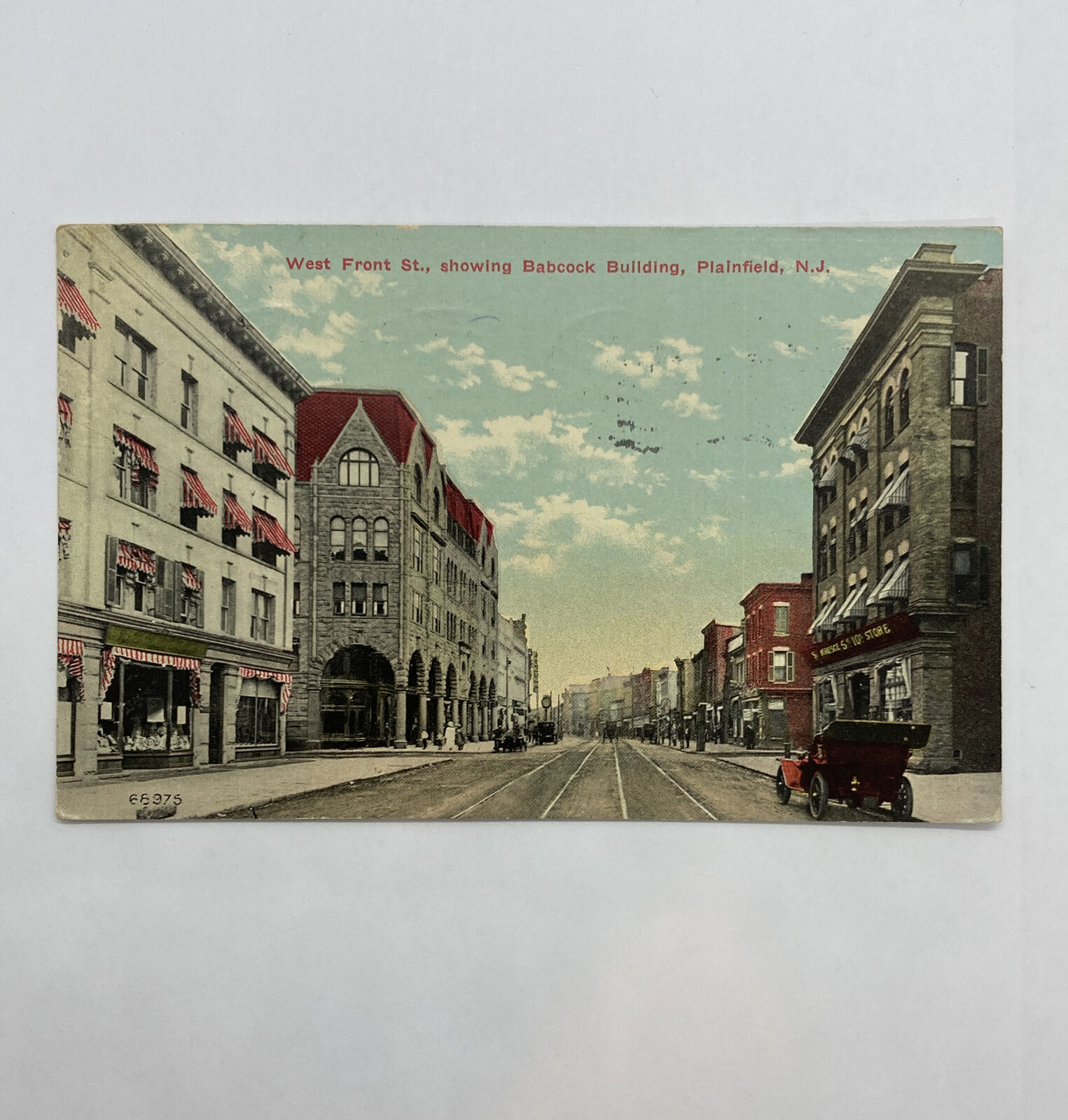West Front Street, Showing Babcock Building Plainfield NJ Postcard