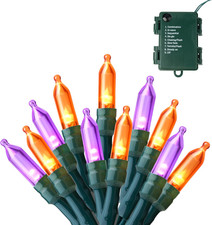 16.3FT Orange&Purple Halloween Lights,50 Count Battery Operated Christmas String picture