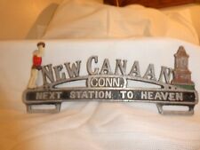 ALUMINUM -NEW CANAAN CONN. NEXT STATION TO HEAVEN LICENSE PLATE TOPPER picture