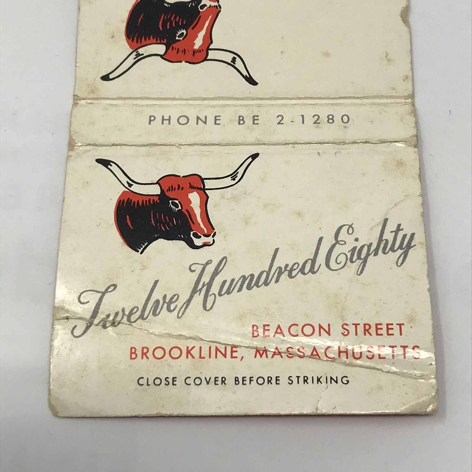 Vintage Matchbook Twelve Hundred Eighty Brookline Massachusetts Advertisement