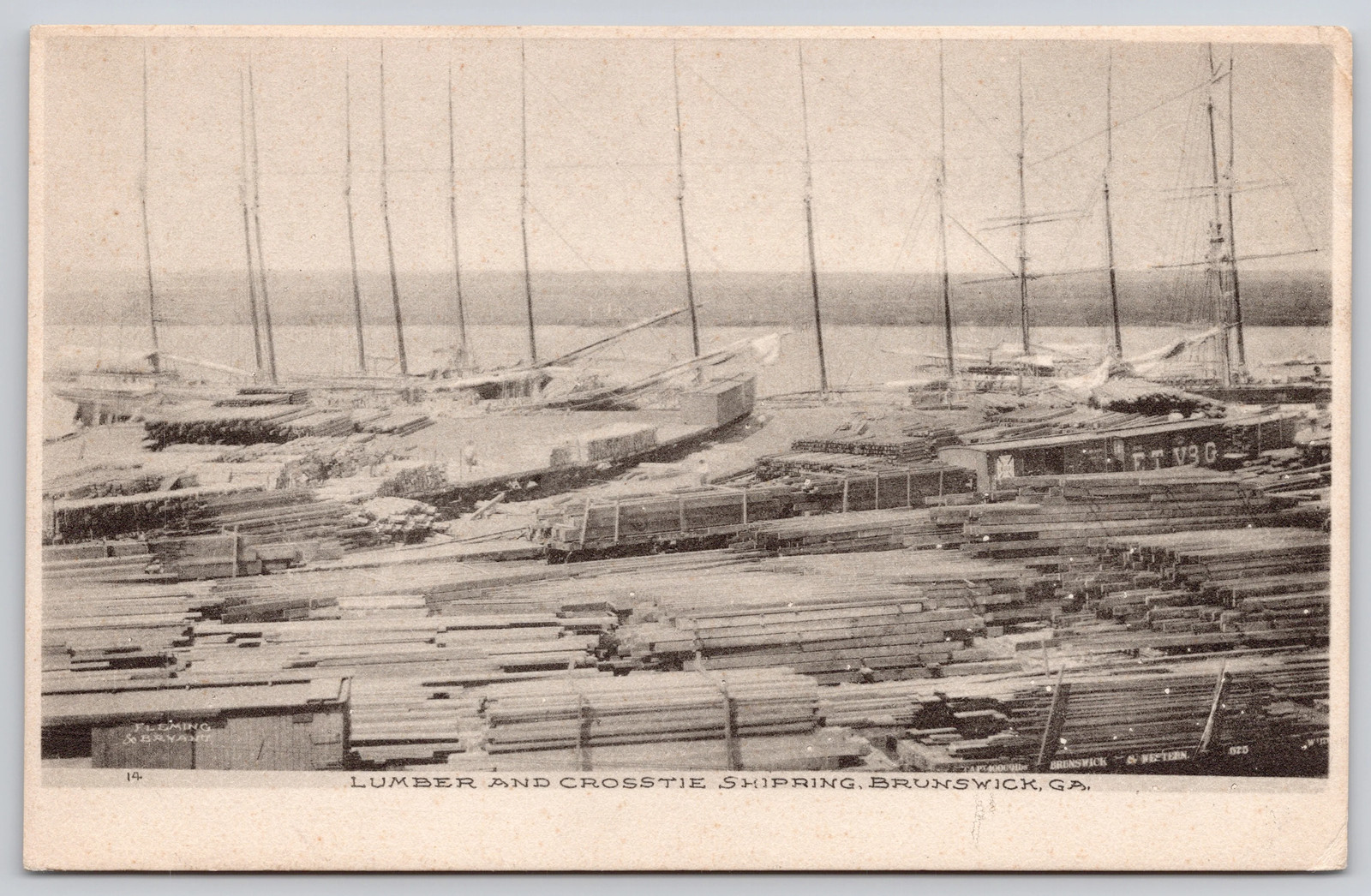 Brunswick Georgia GA Brunswick Western Railroad Lumber Crosstie Postcard c1900s Brunswick Georgia GA Brunswick Western Railroad Lumber Crosstie Postcard c1900s