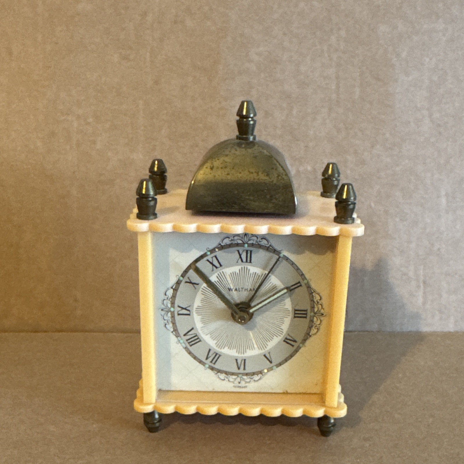 Waltham Floral Desk Clock Alarm Analog Roman Numerals Rectangular White/Silver Waltham Floral Desk Clock Alarm Analog Roman Numerals Rectangular White/Silver