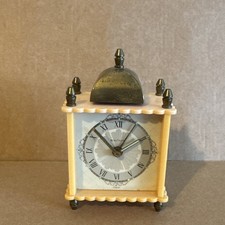 Waltham Floral Desk Clock Alarm Analog Roman Numerals Rectangular White/Silver picture