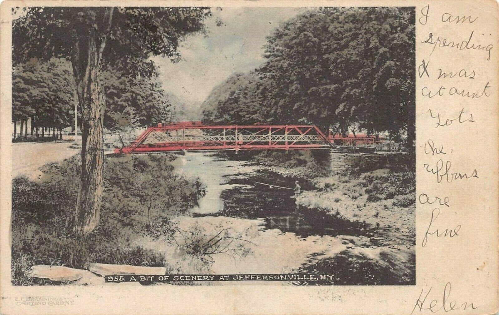 A Bit of Scenery at Jeffersonville, N.Y., 1907 Hand Colored Postcard, Used