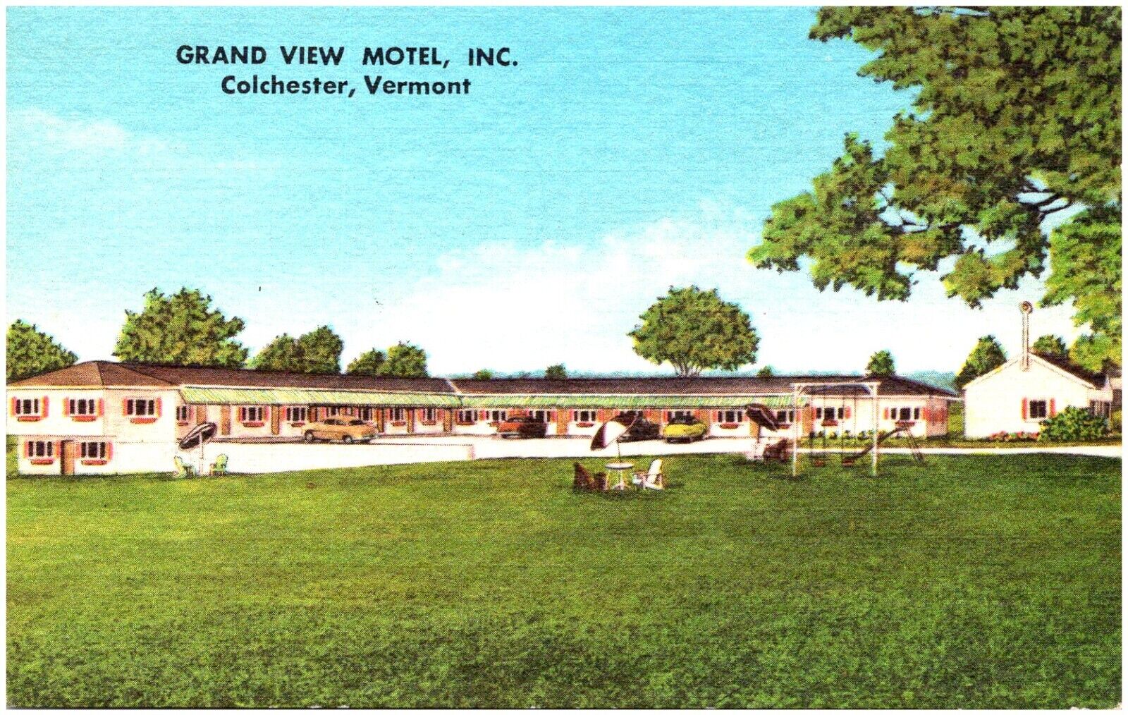 Grand View Motel Colchester  Vermont Vintage Linen Postcard
