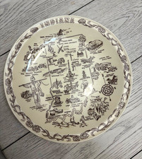 Vintage Vernon Kilns Indiana Souvenir Plate National China Marion IN Hoosier Map picture
