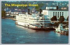 The Mississippi Queen Memorial Auditorium Docked Burlington Iowa Postcard F26 picture