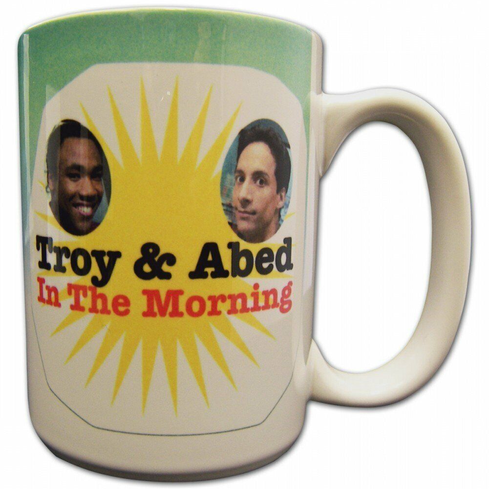 NBC TV Show Troy And Abed In the Morning Coffee Drinking Mug Novelty Mugs Gift