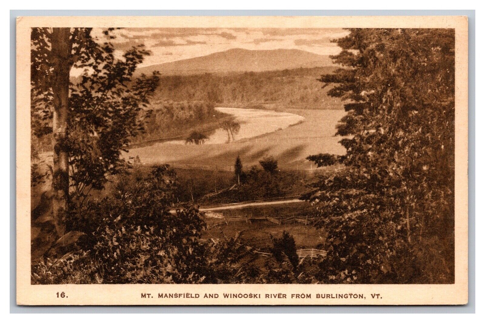 Burlington, VT Vermont, Mt. Mansfield & Winooski River, Vintage Postcard 