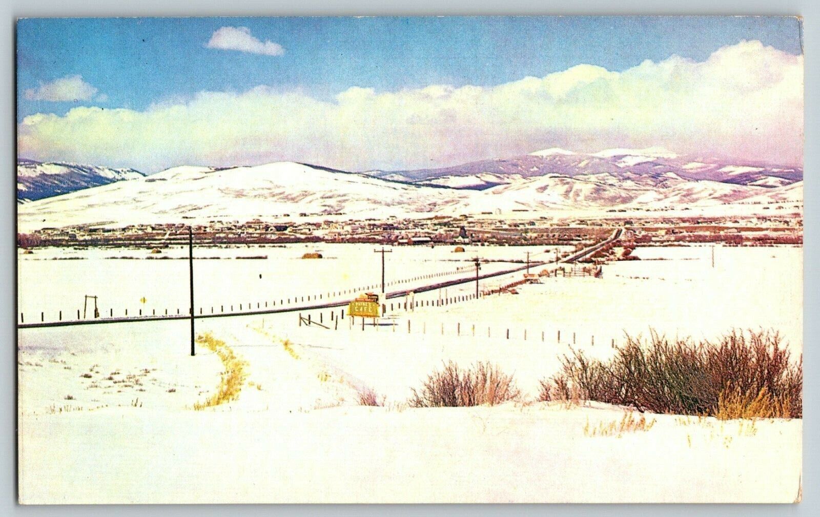 SNOWCAPPED MOUTAIN BACKDROP TOWN OF GRANBY COLORADO ON US 40 VTG POSTCARD