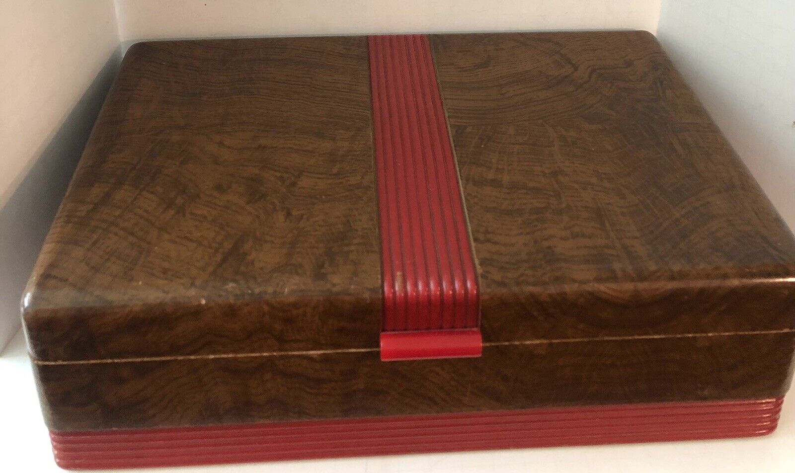 Vintage Large 1930's Pilliod Swanton Ohio Art-Deco Box Red And Brown Bakelite